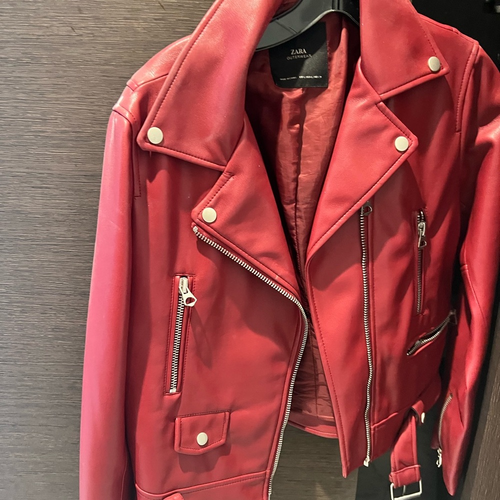 Red leather jacket (not real leather)